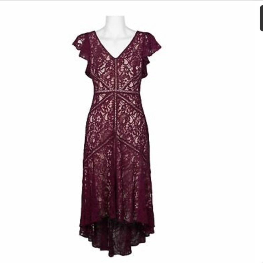 Taylor V-Neck Flutter Sleeve Lace Dress